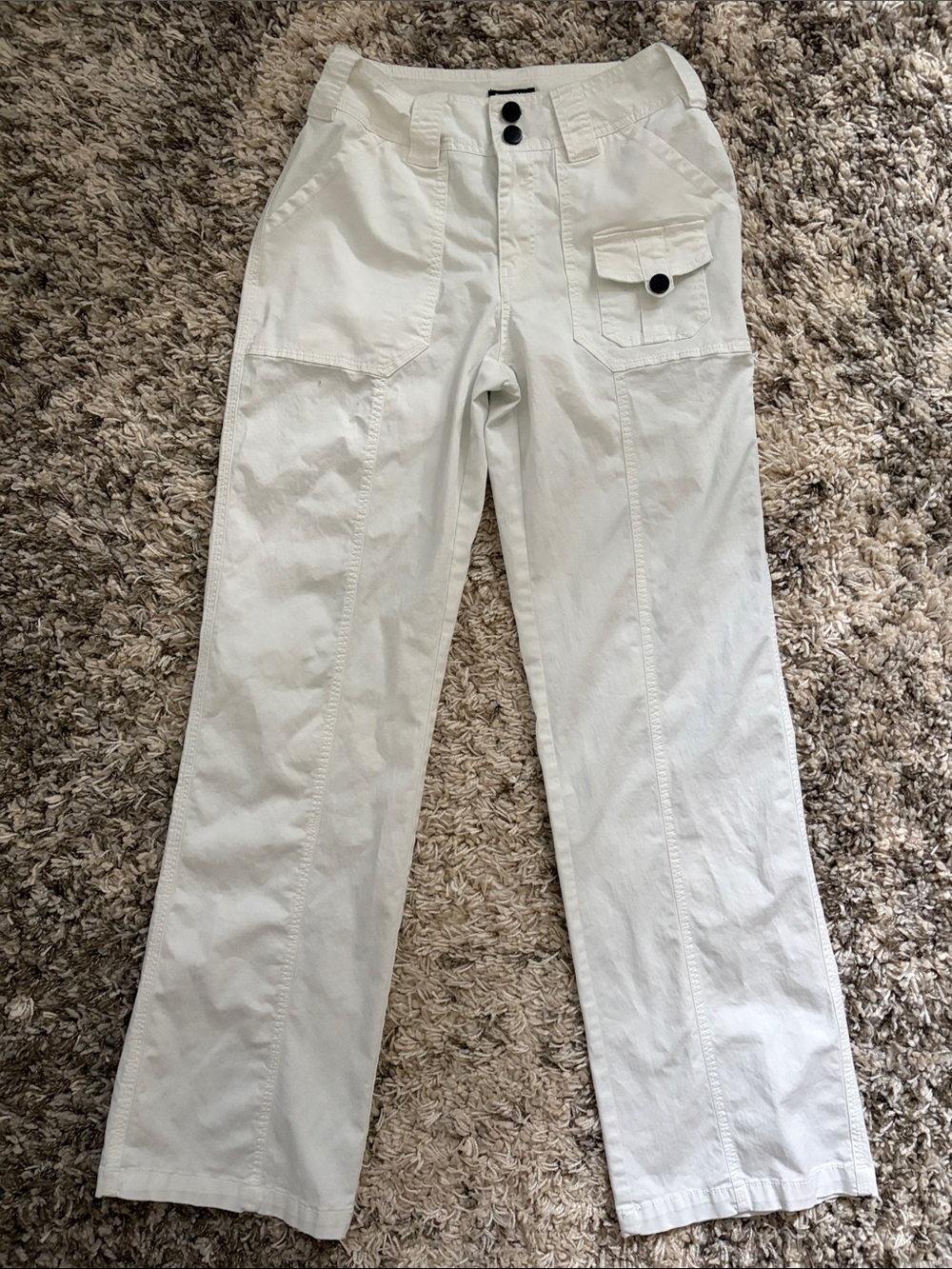 Flamingals White Cargo Pants with Flap Pocket size XS